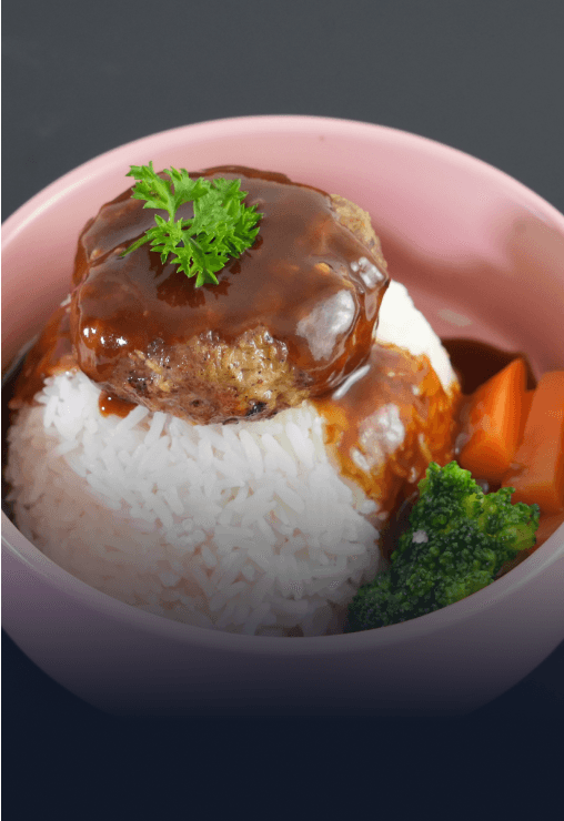ข้าวหน้าแฮมเบิร์ก
ซอสเดมิกลาส